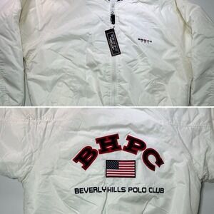 Vintage 90's Beverly Hills Polo Club Jacket Mens Large Full Zip White‎ Y2K